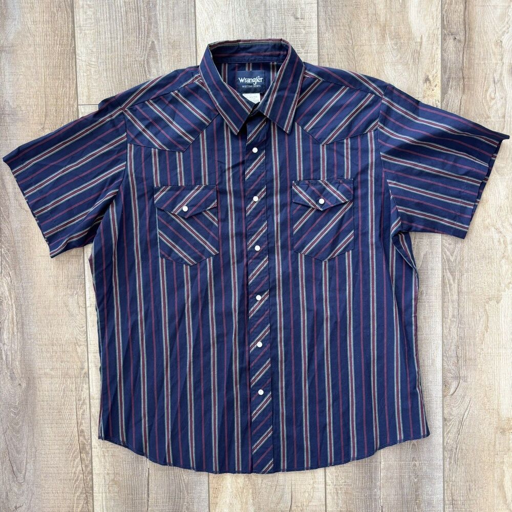 Wrangler Mens Pearl Snap Western Shirt Sz XL Rodeo Cowboy Ranch Festival Stripe